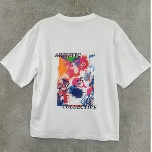 Mode of One Artistic Collective Graphic T-Shirt Mens S White‎ Abstract Print